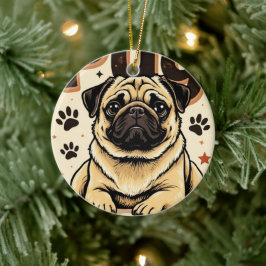 Ornamento De Cerâmica Pug dog