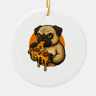 Ornamento De Cerâmica Pug engraçado com desenho animado de comida italia
