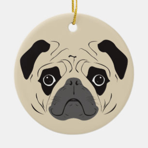 Ornamento De Cerâmica Pug Face Silhout