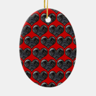 Ornamento De Cerâmica Pug Hearts
