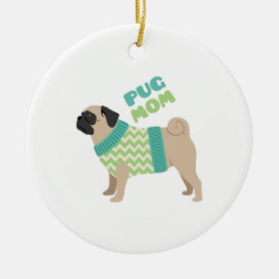 Ornamento De Cerâmica Pug Mãe