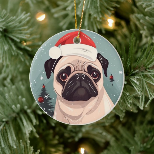 Ornamento De Cerâmica Pug Natal (Árvore)