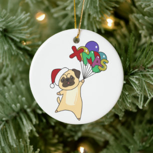 Ornamento De Cerâmica Pug Natal Neve Animais de inverno Cachorros Adulto