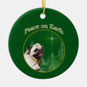 Ornamento De Cerâmica Pug Peace