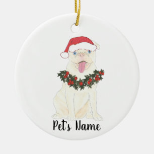 Ornamento De Cerâmica Pug Personalizado (Branco)