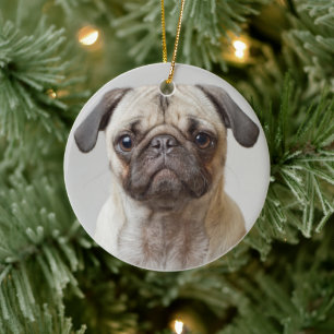 Ornamento De Cerâmica Pug Retrato