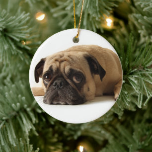 Ornamento De Cerâmica Pug Triste