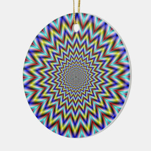 Ornamento De Cerâmica Pulsar em amarelo vermelho e no azul