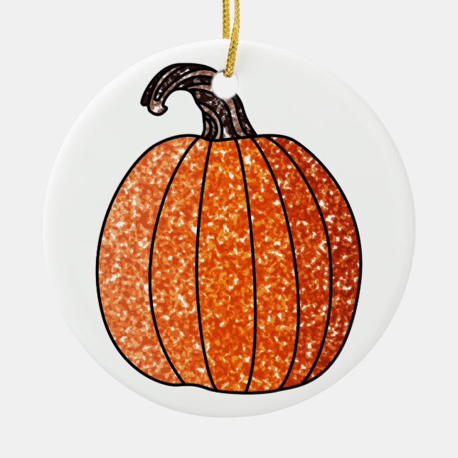Ornamento De Cerâmica Pumpkin com brilho (Frente)