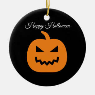 Ornamento De Cerâmica Pumpkin de Halloween Laranja de Gato