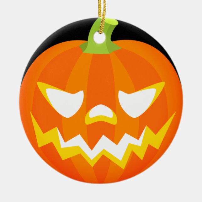 Ornamento De Cerâmica Pumpkin esculpido - Halloween (Frente)