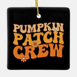 Ornamento De Cerâmica Pumpkin Patch Crew Retro Groovall outono