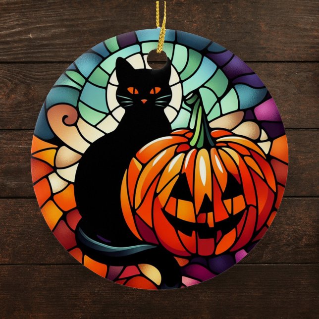Ornamento De Cerâmica Pumpkin Preto De Vidro Santuário (Criador carregado)