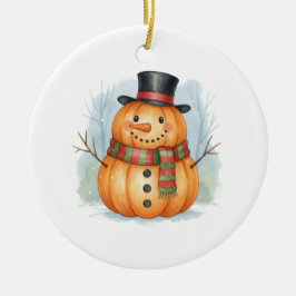 Ornamento De Cerâmica Pumpkin snowman