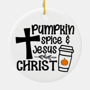Ornamento De Cerâmica Pumpkin Spice e Jesus Cristo