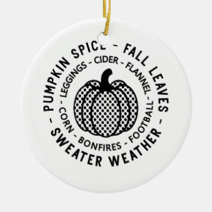 Ornamento De Cerâmica Pumpkin Spice - Fall Leaves - Sweather Weather