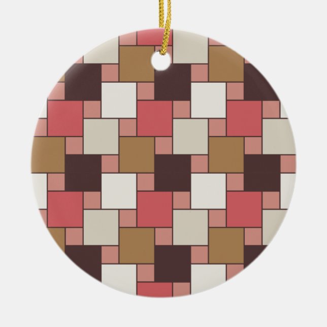 Ornamento De Cerâmica Pumpkin Spice Weave Patterno (Frente)