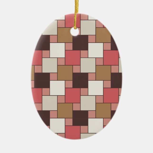 Ornamento De Cerâmica Pumpkin Spice Weave Patterno (Frente)