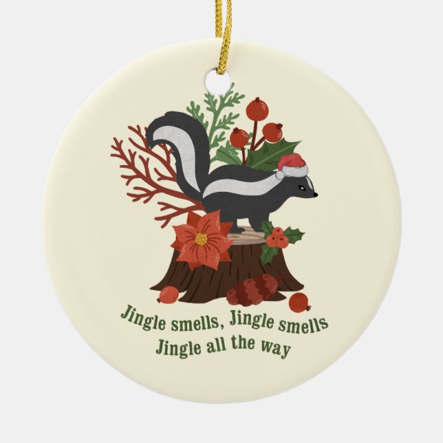 Ornamento De Cerâmica Pun De Pé De Natal: O Cheiro Do Jingle (Frente)