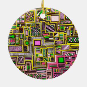 Ornamento De Cerâmica Punk geométrico do pop art das formas do rosa e d