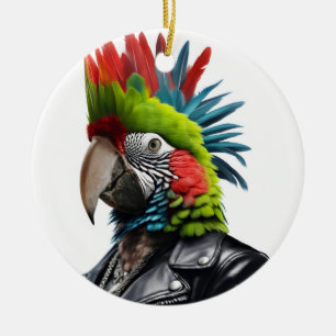 Ornamento De Cerâmica Punk Parrot