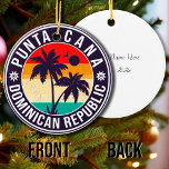 Ornamento De Cerâmica Punta Cana Dominican Palm Tree Beach Vintage<br><div class="desc">Punta Cana retro design de praia para férias. Punta Cana Caribe a ilha Vintage souvenir para a viagem para Caribe a ilha. Trabalho de arte de praia de Punta Cana para férias e mochilas dominicanos. Punta Cana no Caribe retro souvenir. Design para mochilas e viagem para a República Dominicana. Ilha...</div>