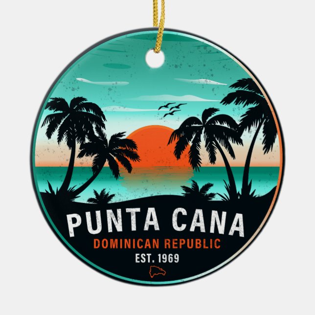 Ornamento De Cerâmica Punta Cana Dominicana Retro Sunset Souvenir 80 (Frente)