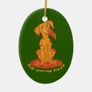 Ornamento De Cerâmica Pup-peroni Pizza