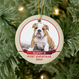 Ornamento De Cerâmica Puppy 1rua Pet Foto de Natal Vermelho Personalizad
