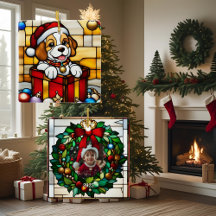 Puppy de Natal Envolto em Vidro Falso Pintado