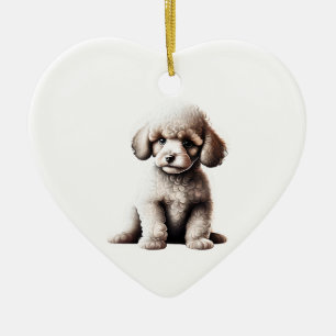 Ornamento De Cerâmica Puppy de Poodle Miniatura Personalizada