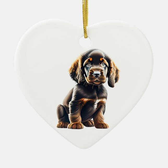 Ornamento De Cerâmica Puppy do Spaniel de Campo Personalizado (Frente)