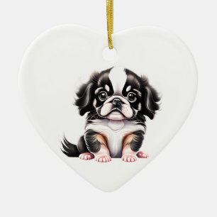 Ornamento De Cerâmica Puppy japonês personalizado