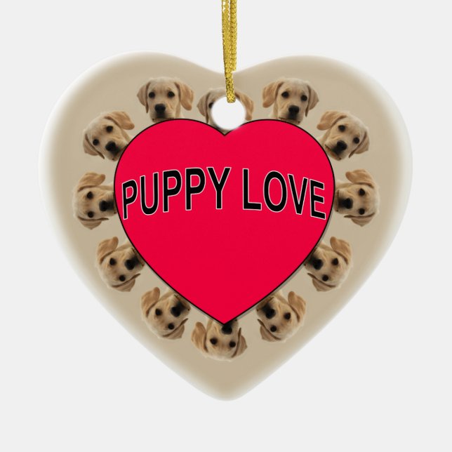 Ornamento De Cerâmica Puppy Love (Frente)