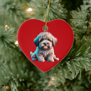 Ornamento De Cerâmica Puppy Puli Personalizado Natal Vermelho