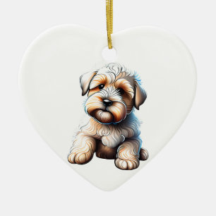 Ornamento De Cerâmica Puppy Terrier, com revestimento flexível personali