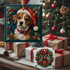 Ornamento De Cerâmica Puppy Wonder Natal Personalizável