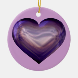 Ornamento De Cerâmica Purple Satin Heart