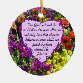 ORNAMENTO DE CERÂMICA PURPLE WILDFLOWER JOHN 3:16