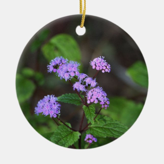 Ornamento De Cerâmica Purple Wildflowers Ornament  (Frente)