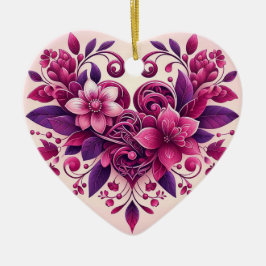 Ornamento De Cerâmica Purples Coração
