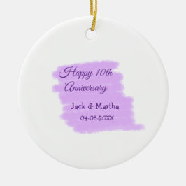 Ornamento De Cerâmica Púrpura aquarela esplaquecer o 10º aniversário mod