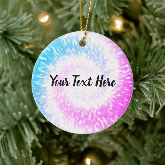 Ornamento De Cerâmica Púrpura Personalizada Tie Dye Hippy Swirl Natal (Árvore)