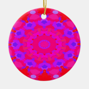 Ornamento De Cerâmica Púrpura, rosa e mandala laranja
