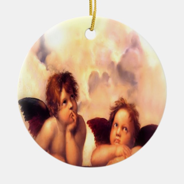 Ornamento De Cerâmica Putti Pair Angels (Frente)