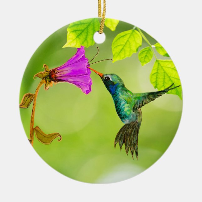 Ornamento De Cerâmica Puxa-manivela e calça-flor (Frente)