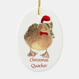 Ornamento De Cerâmica Quackers de Natal, Pato Engraçado, Humor de Pássar