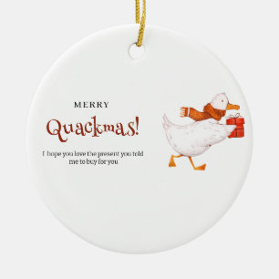 Ornamento De Cerâmica Quackmas feliz! Cartão de Natal Engraçado, mínimo