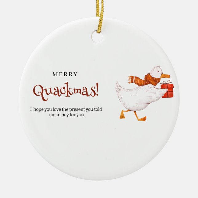 Ornamento De Cerâmica Quackmas feliz! Cartão de Natal Engraçado, mínimo (Frente)