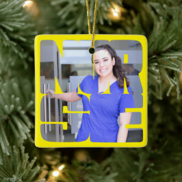 Ornamento De Cerâmica quadrado de fotos personalizadas da enfermeira